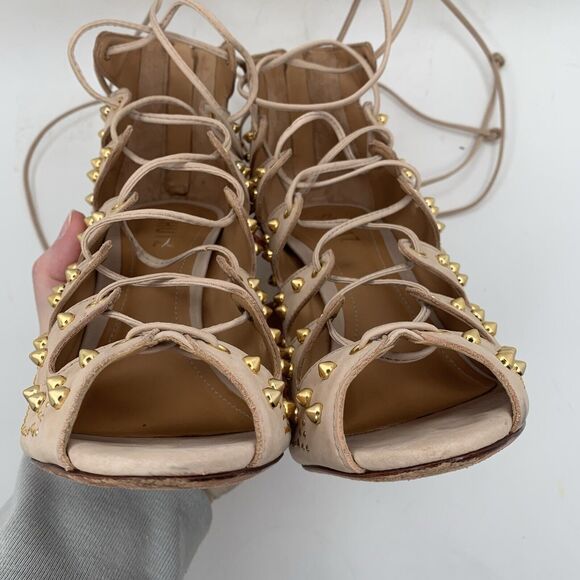 Schutz Size 8 Heels Strappy Gladiator Leather Cage Open Toe Ankle Strap Back Zip - Picture 6 of 13